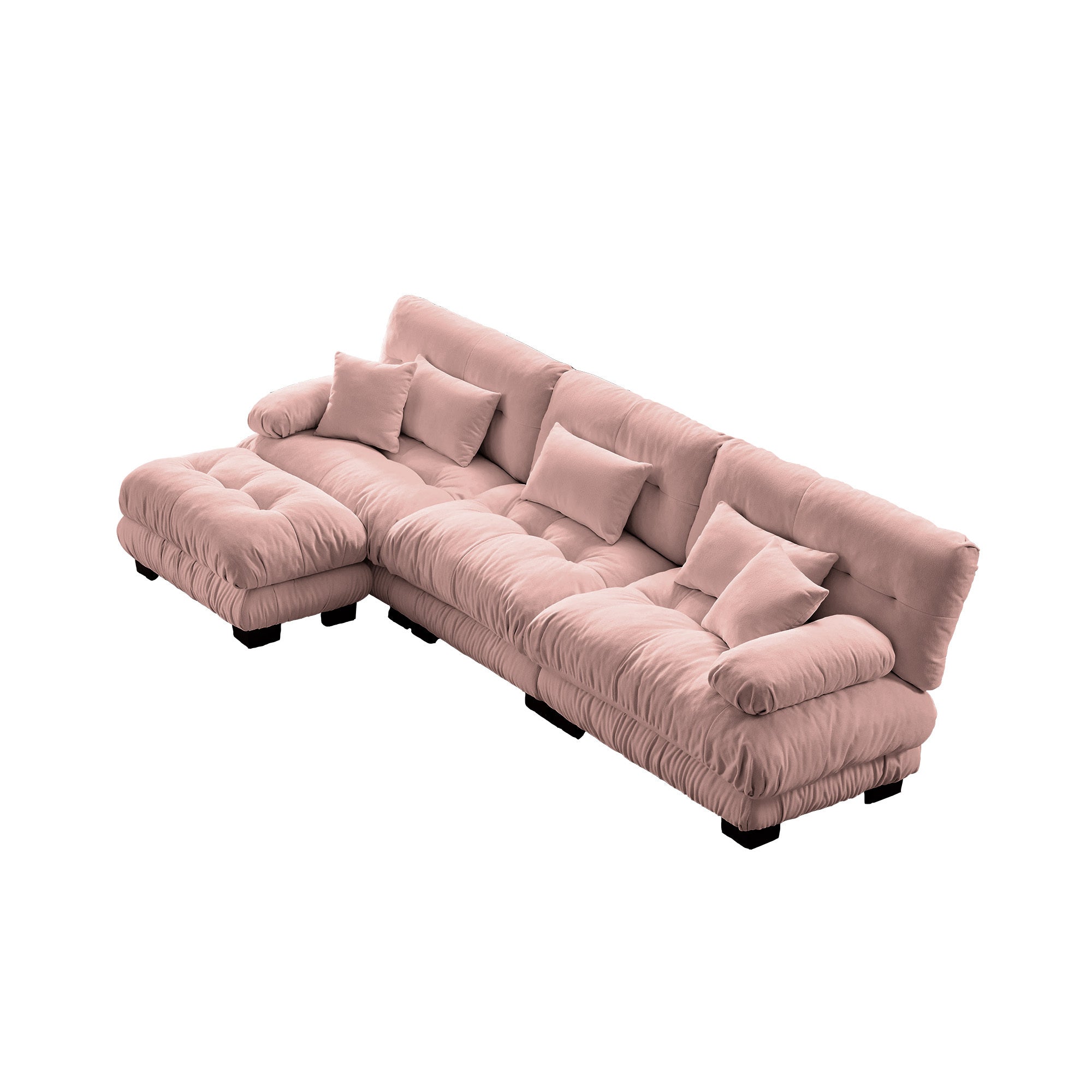 Luxury Modular Sectional Sofa Couch,Oversized L Shaped Cloud Couch for Living Room,Deep Seat Sofa Couch with Convertible Ottoman,Chenille Pink
