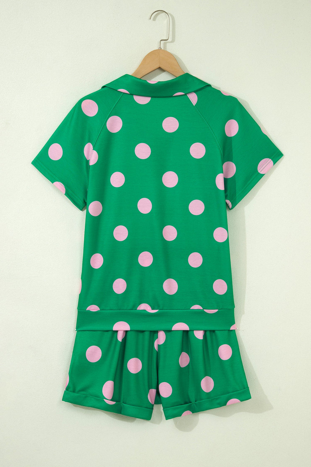 Polka Dot V-Neck Tee & Drawstring Shorts Set