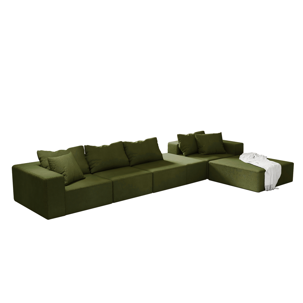 Modern Upholstered Sectional Sofa Couch Set,Modular 132' L Shaped Sectional Living Room Sofa Set With 6 Pillows,Free Combination Sofa Couch for Living Room,Bedroom