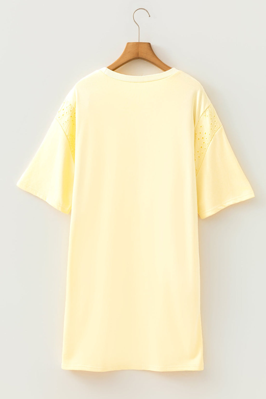 Solid Emboirdered Eyelet Patchwork T-Shirt Dress