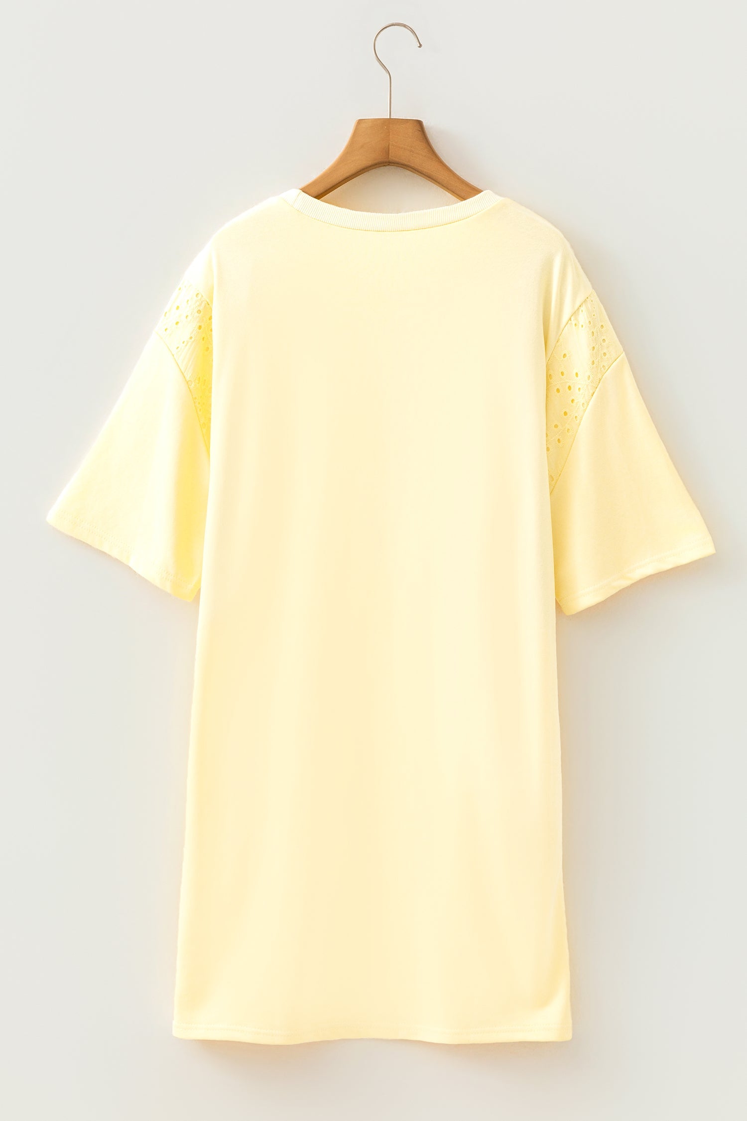 Solid Emboirdered Eyelet Patchwork T-Shirt Dress