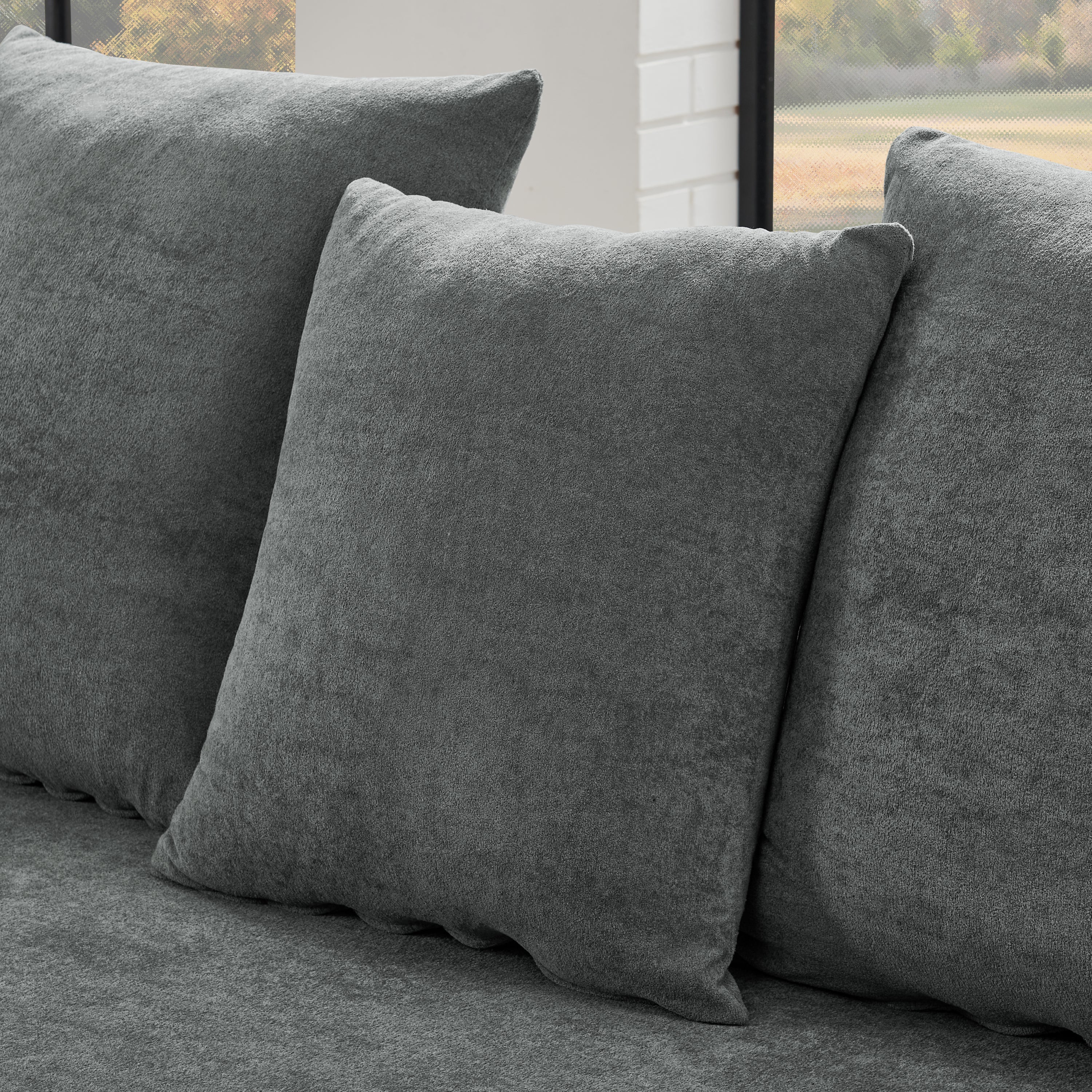 110.25x67'' Modern Upholstered L-Shape Sectional Sofa Couch, Modular Compressed Sofa with Free Combination for Living Room Bedroom, Melange Velvet, Grey