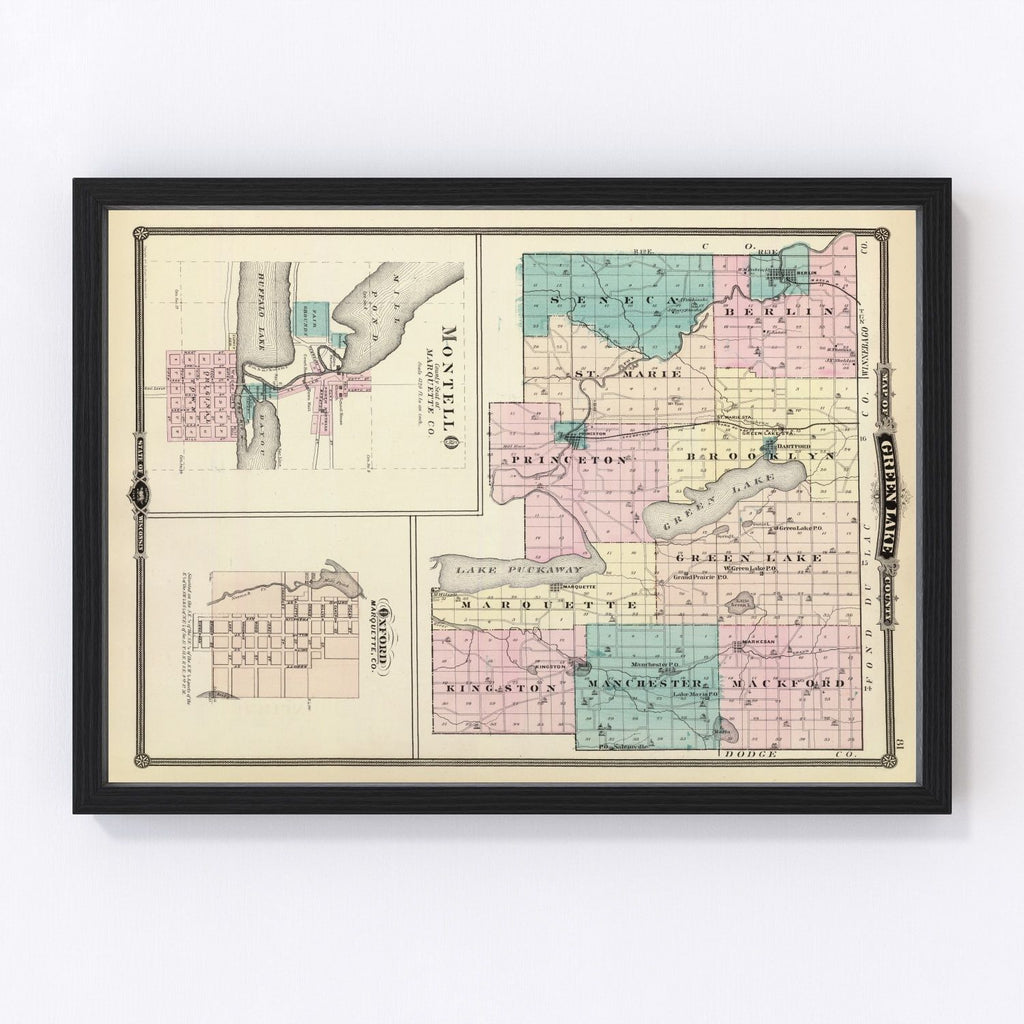 Vintage Map of Green Lake County, Wisconsin 1878
