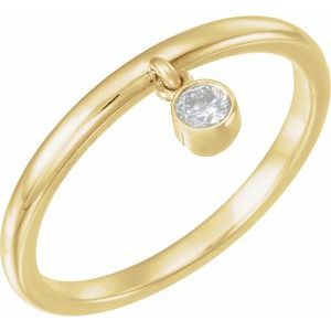 14K Yellow Gold 1/10 CT Natural Diamond Fringe Ring