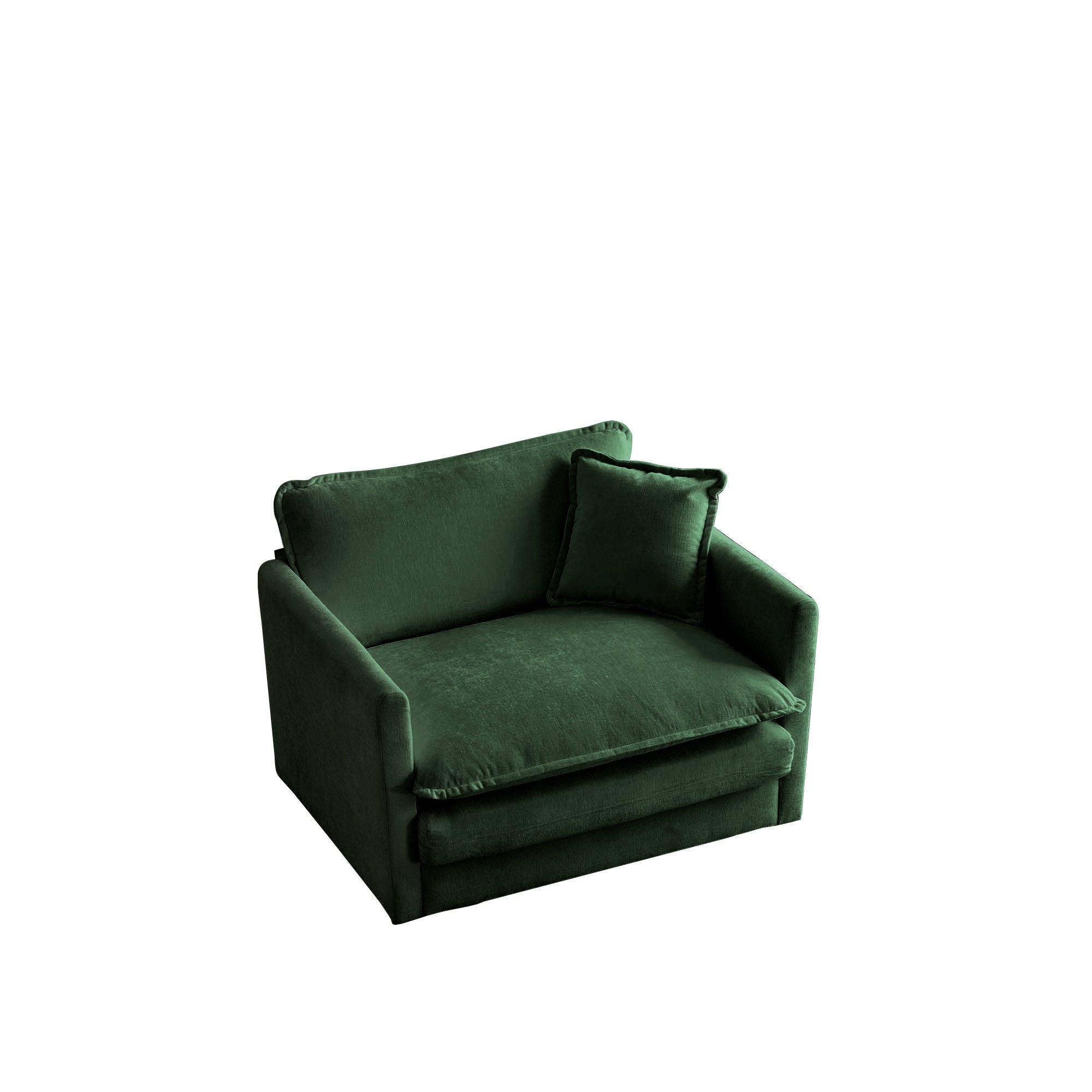 Sofa Set of 3, 1+1+3 Seats Living Room Sofa Set, Accent Chair, Loveseat, and Three-Seat Sofa Modern Style Round Arms 3 Piece Sofa Set, Green Chenille