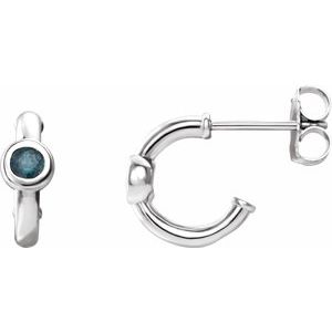 14K White Gold Lab-Grown Alexandrite Huggie Hoop Earrings