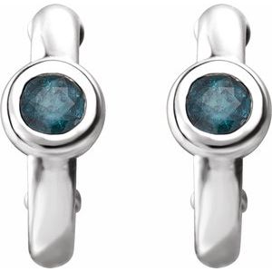 14K White Gold Lab-Grown Alexandrite Huggie Hoop Earrings – image 2