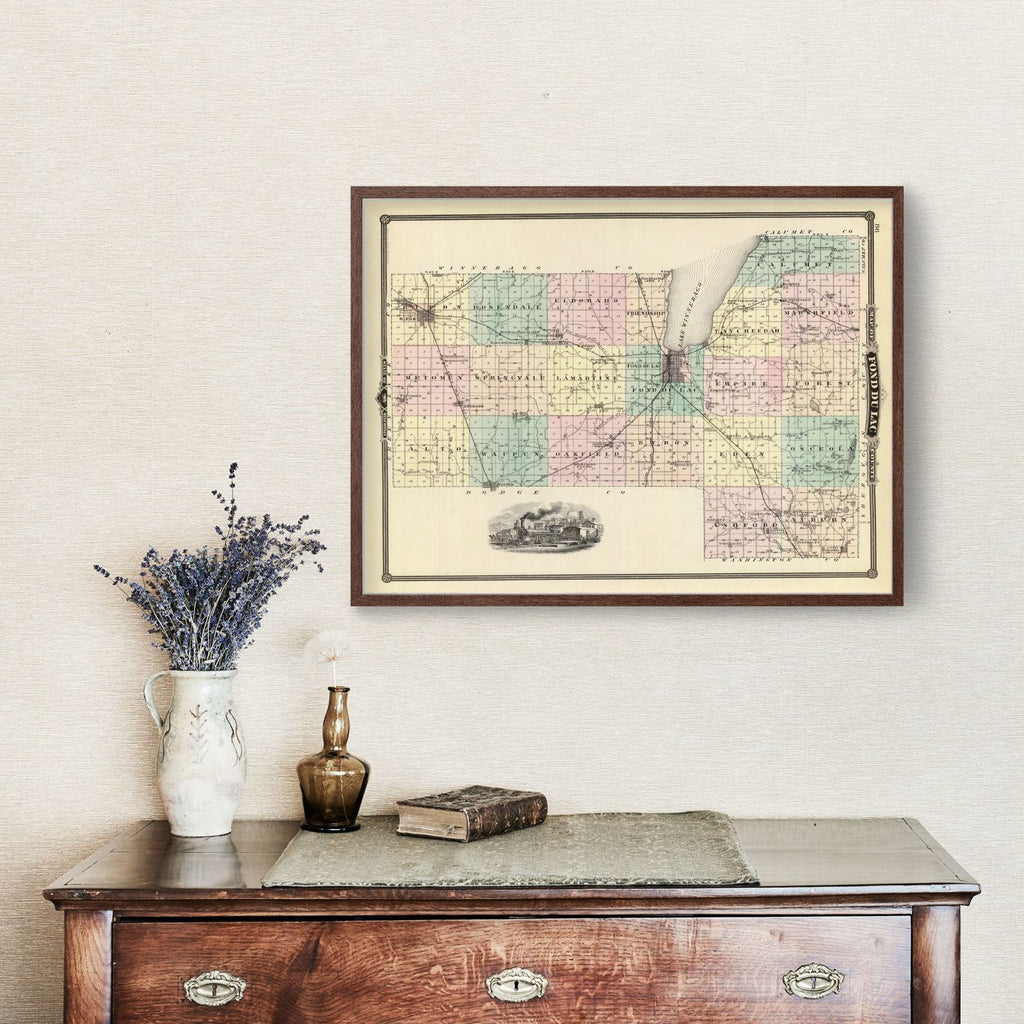 Vintage Map of Fond Du Lac County, Wisconsin 1878