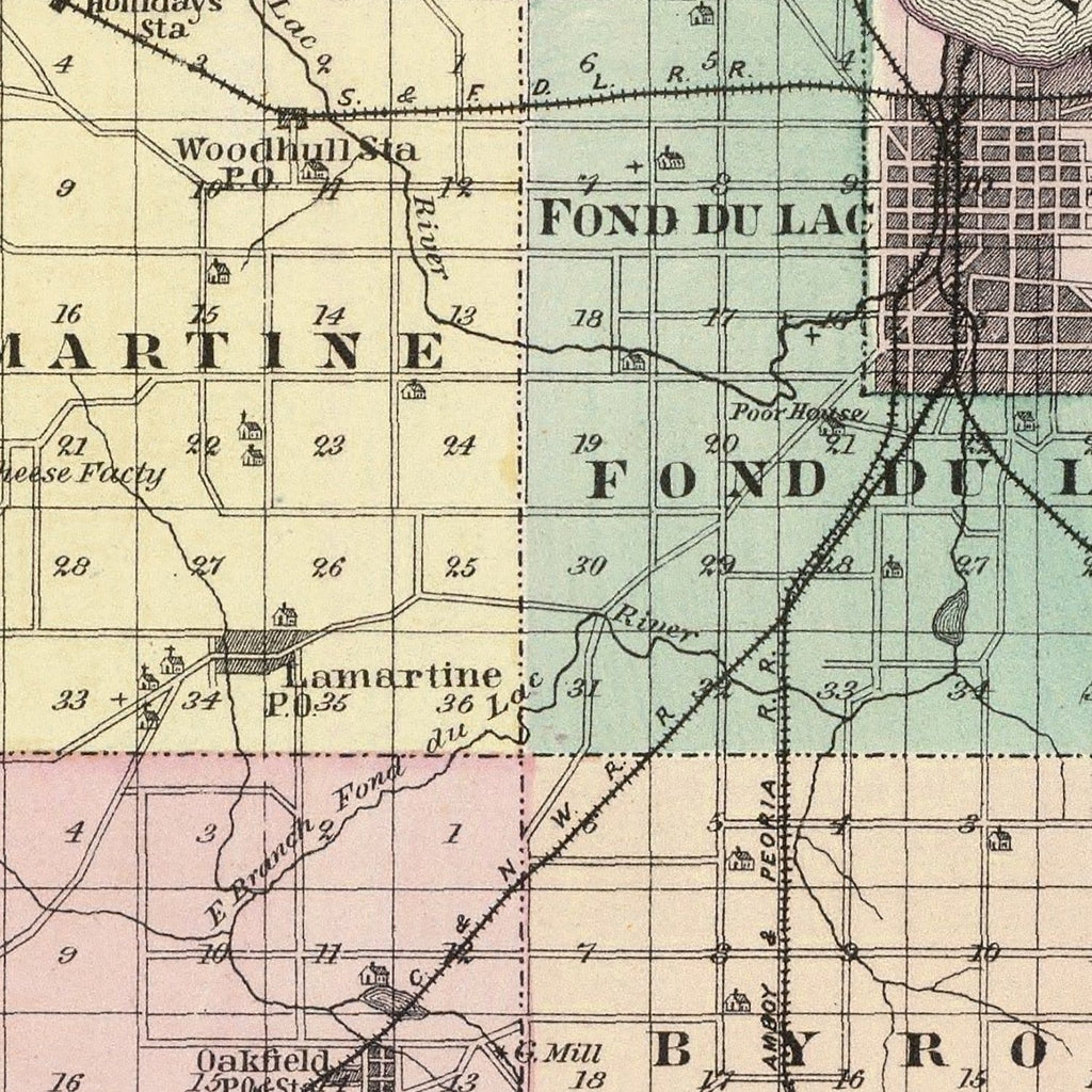 Vintage Map of Fond Du Lac County, Wisconsin 1878