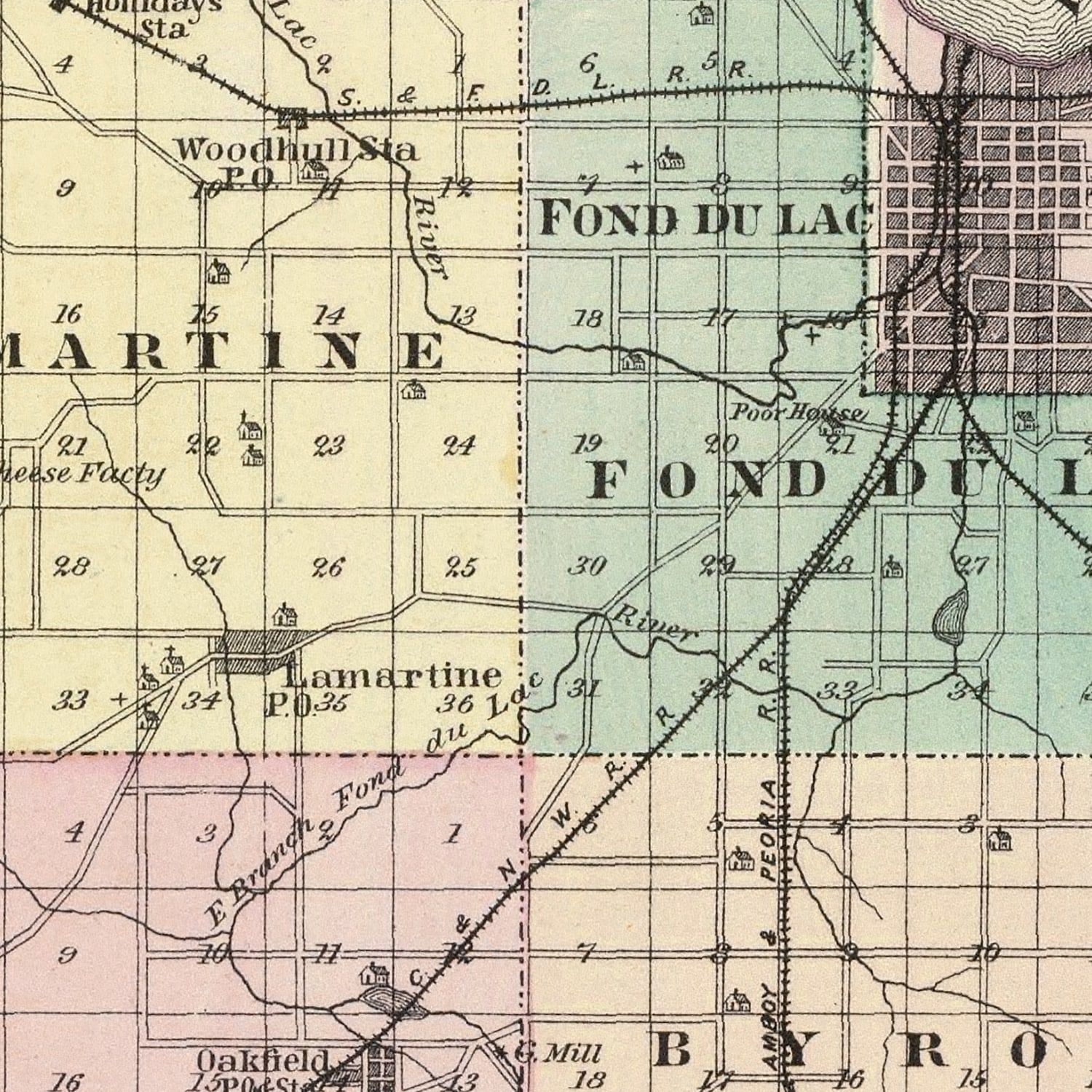 Vintage Map of Fond Du Lac County, Wisconsin 1878