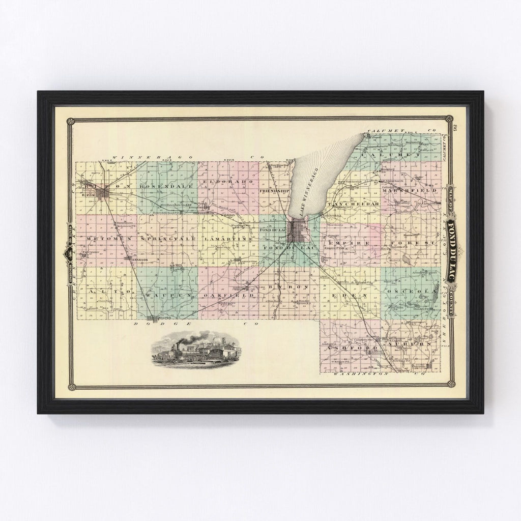 Vintage Map of Fond Du Lac County, Wisconsin 1878