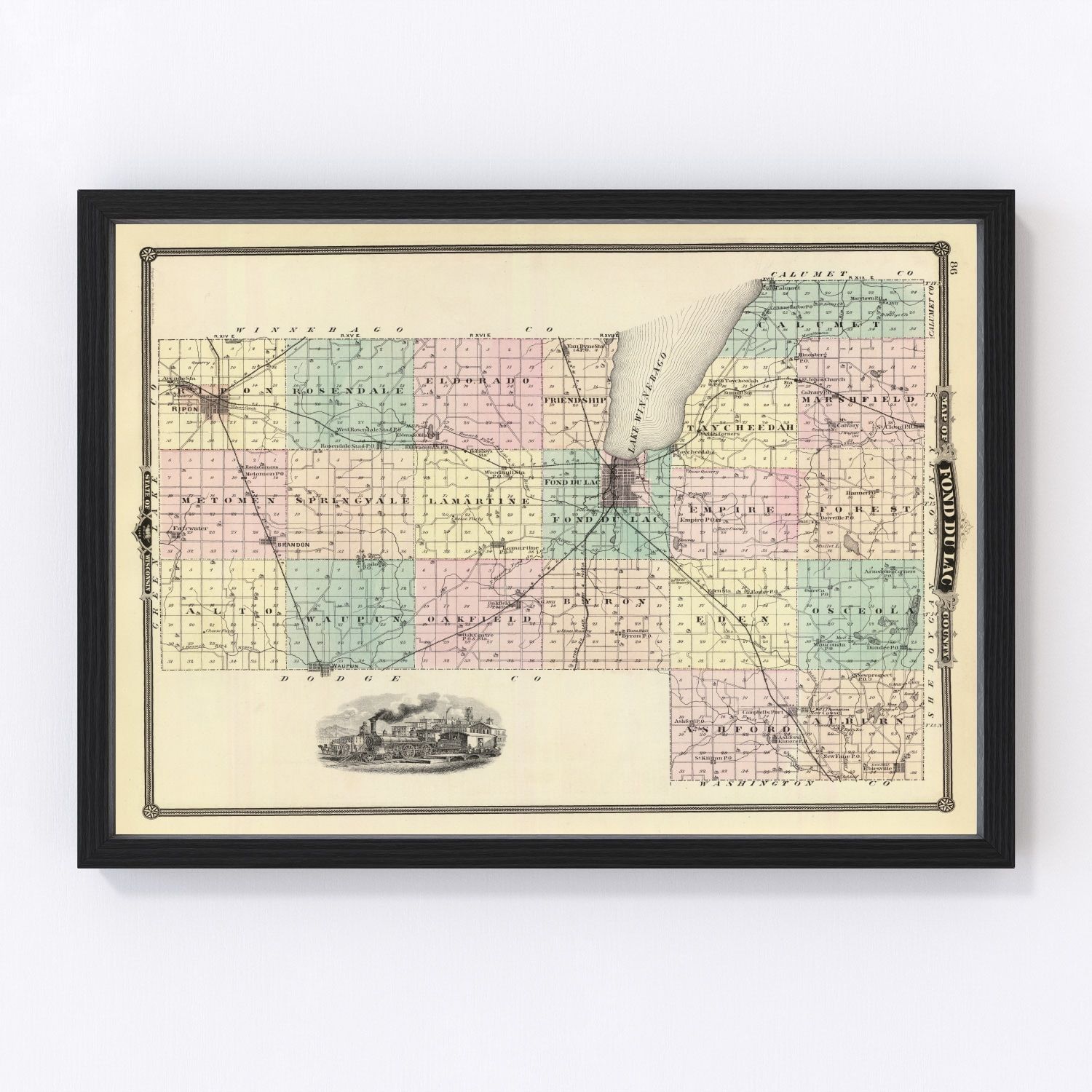 Vintage Map of Fond Du Lac County, Wisconsin 1878