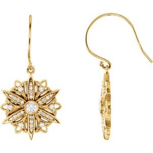 14K Yellow Gold 1/2 CTW Natural Diamond Vintage-Inspired  Earrings
