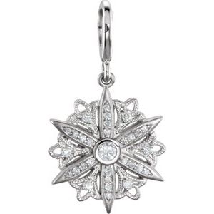 14K White Gold Accented Vintage-Inspired Charm/Pendant Mounting – image 3