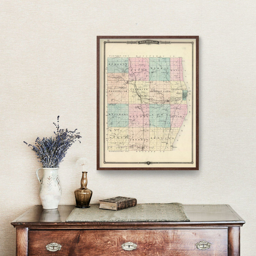 Vintage Map of Sheboygan County, Wisconsin 1878