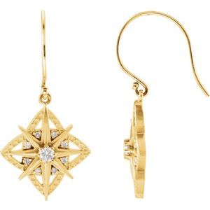14K Yellow Gold 1/3 CTW Natural Diamond Vintage-Inspired Earrings
