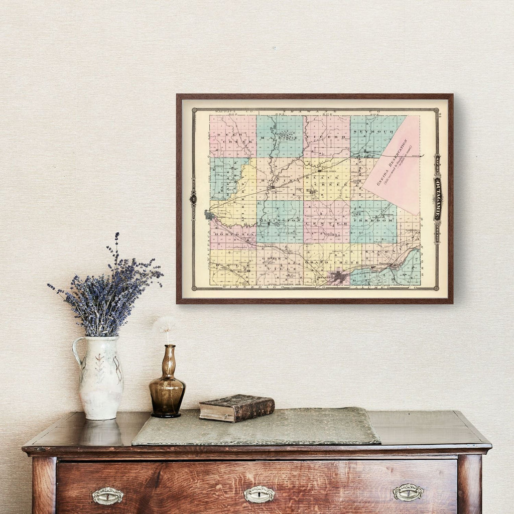 Vintage Map of Outagamie County, Wisconsin 1878