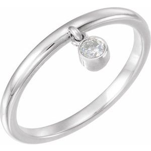 14K White Gold 1/10 CT Natural Diamond Fringe Ring