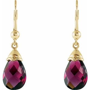 14K Yellow Gold Briolette Natural Brazilian Garnet Earrings
