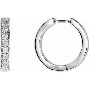 14K White Gold 3/4 CTW Natural Diamond Inside-Outside Hinged 18.5 mm Hoop Earrings