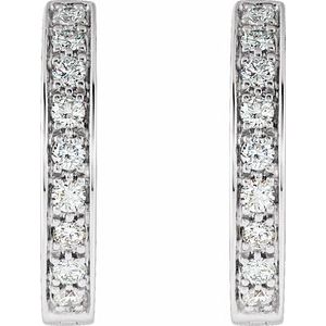 14K White Gold 3/4 CTW Natural Diamond Inside-Outside Hinged 18.5 mm Hoop Earrings – image 2
