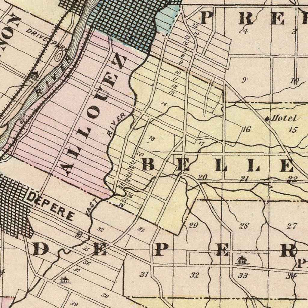 Vintage Map of Brown County, Wisconsin 1878