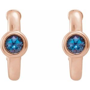 14K Rose Gold Lab-Grown Alexandrite Huggie Hoop Earrings – image 2
