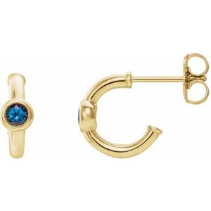 14K Yellow Gold Lab-Grown Alexandrite Huggie Hoop Earrings