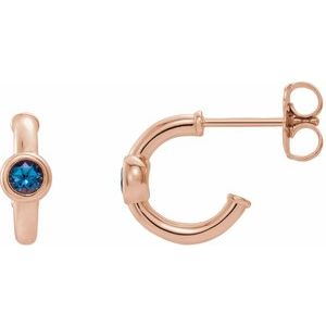 14K Rose Gold Lab-Grown Alexandrite Huggie Hoop Earrings
