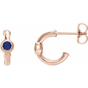 14K Rose Gold Lab-Grown Blue Sapphire Huggie Hoop Earrings