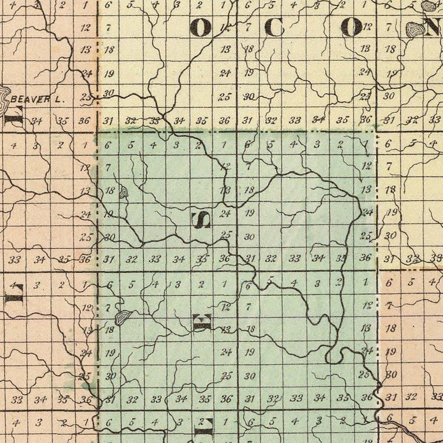 Vintage Map of Oconto County, Wisconsin 1878
