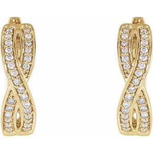 14K Yellow Gold 1/5 CTW Natural Diamond Infinity-Inspired 15.8 mm Hoop Earrings