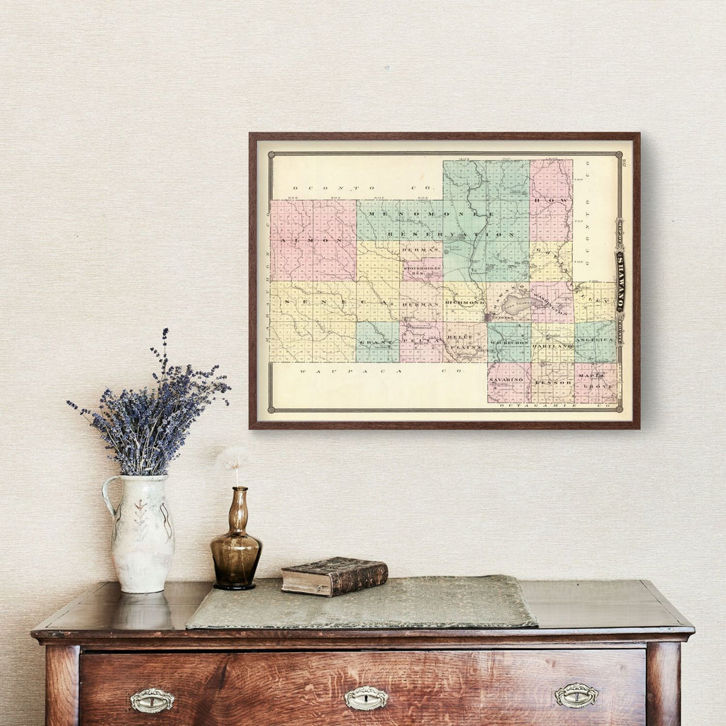 Vintage Map of Shawano County, Wisconsin 1878