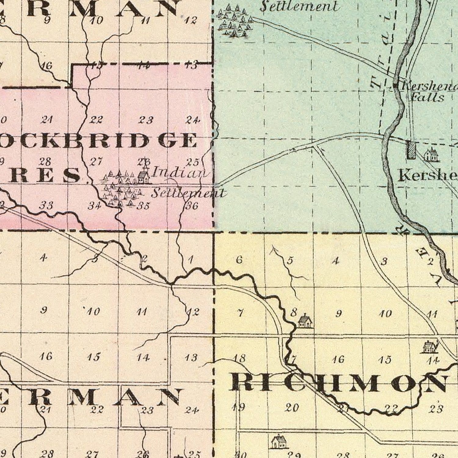 Vintage Map of Shawano County, Wisconsin 1878