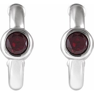 14K White Gold Natural Mozambique Garnet Huggie Hoop Earrings – image 2