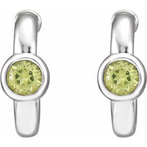 Sterling Silver Natural Peridot Huggie Hoop Earrings – image 2
