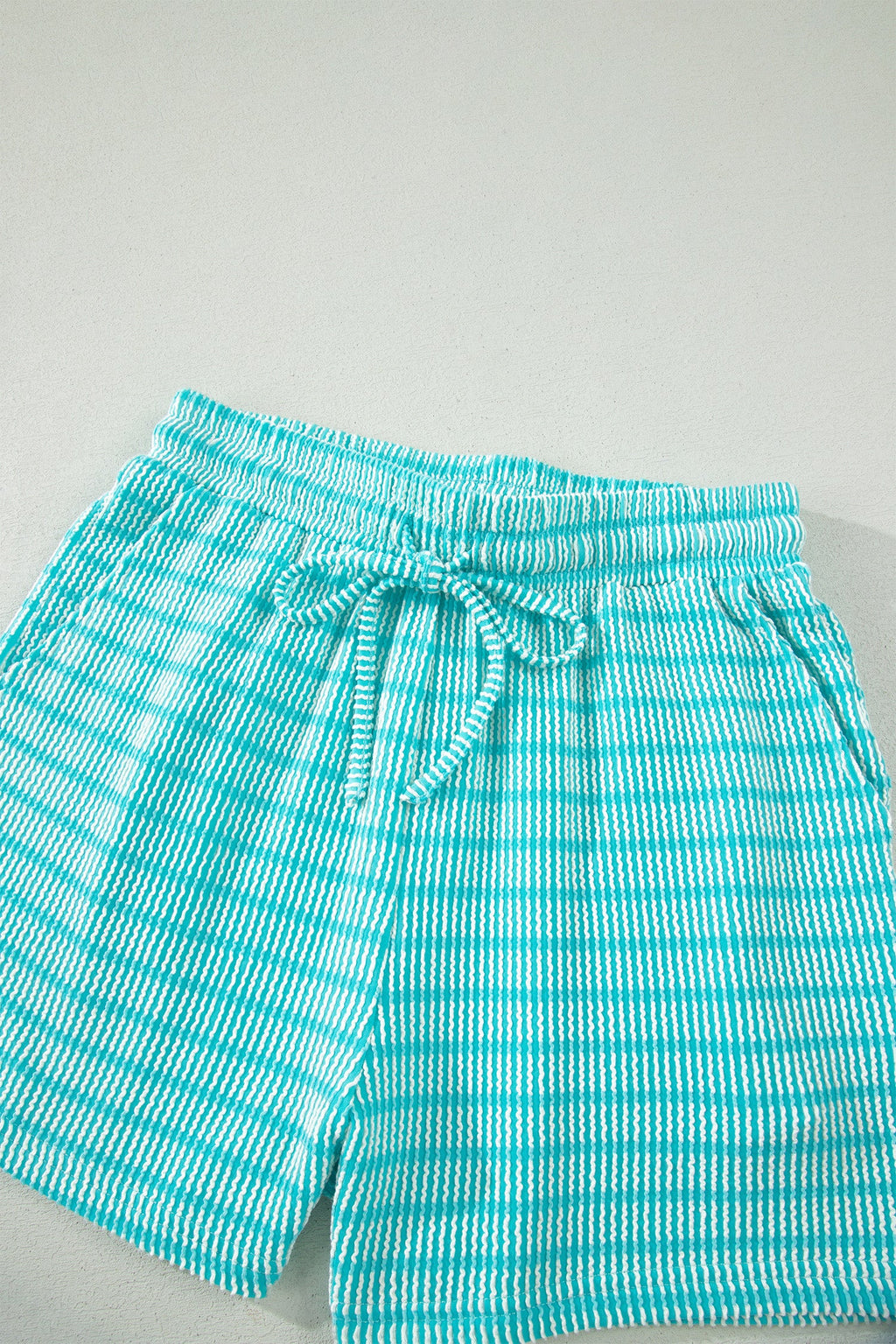 Stripe Corded Knit Tee & Drawstring Short Set