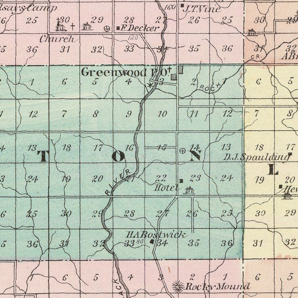 Vintage Map of Clark County, Wisconsin 1878