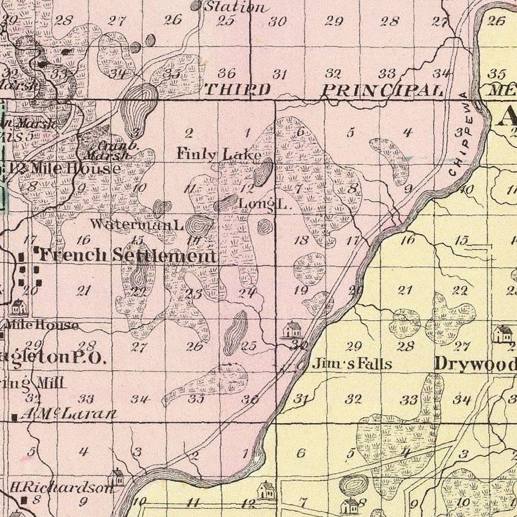 Vintage Map of Chippewa County, Wisconsin 1878