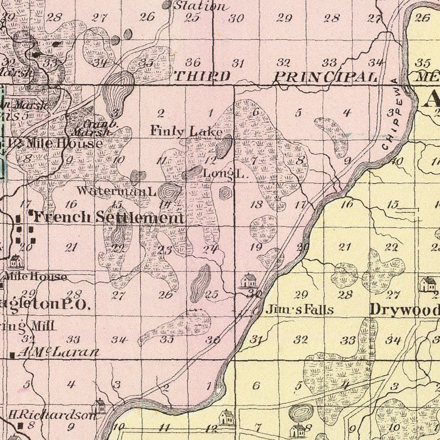 Vintage Map of Chippewa County, Wisconsin 1878