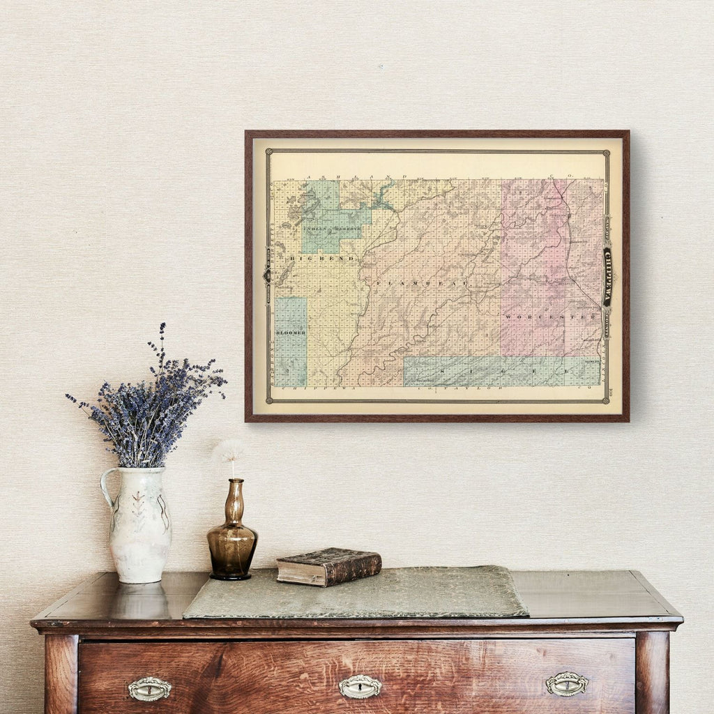 Vintage Map of Chippewa County, Wisconsin 1878