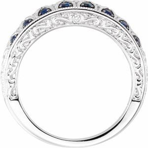 14K White Gold Natural Blue Sapphire & 1/4 CTW Natural Diamond Ring