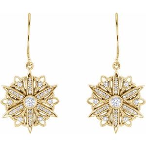 14K Yellow Gold 1/2 CTW Natural Diamond Vintage-Inspired  Earrings – image 2