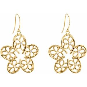 14K Yellow Gold 1/6 CTW Natural Diamond Flower Earrings – image 2
