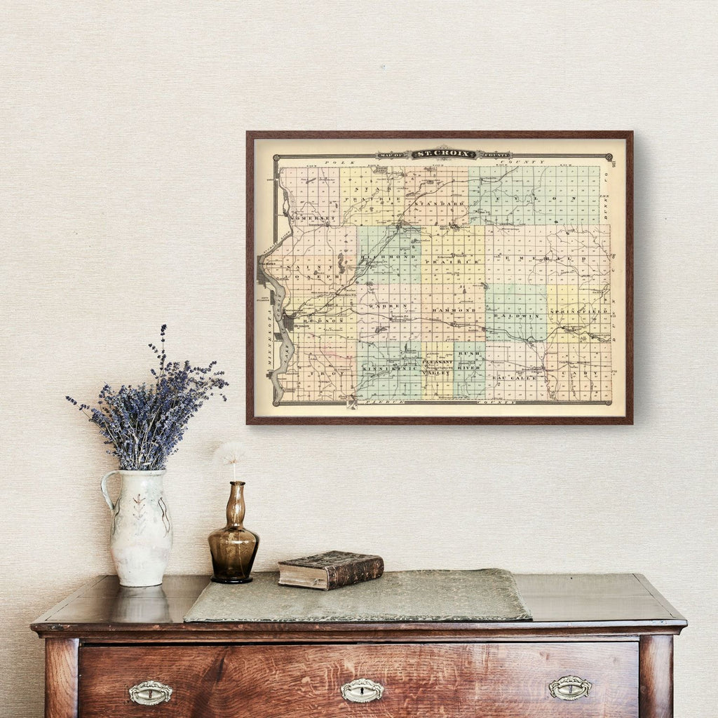 Vintage Map of St. Croix County, Wisconsin 1878
