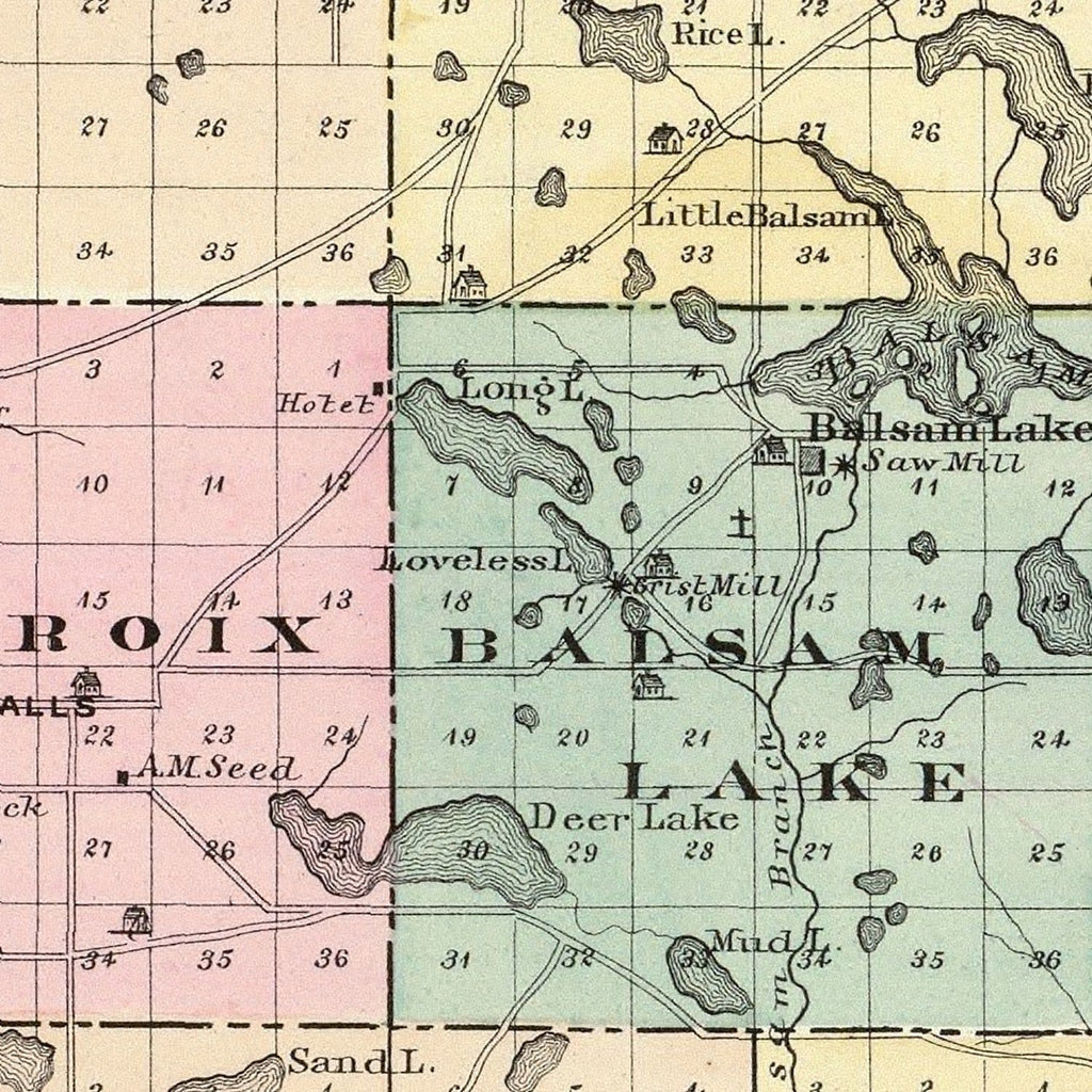 Vintage Map of Polk County, Wisconsin 1878