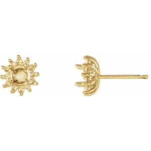 14K Yellow Gold 4.1 mm Round 4-Prong Halo-Style Earring Mounting
