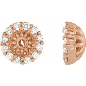 14K Rose Gold 1/8 CTW Natural Diamond Earring Jackets with 3.6 mm ID