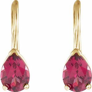 14K Yellow Gold Natural Rhodolite Garnet Lever Back Earrings – image 2