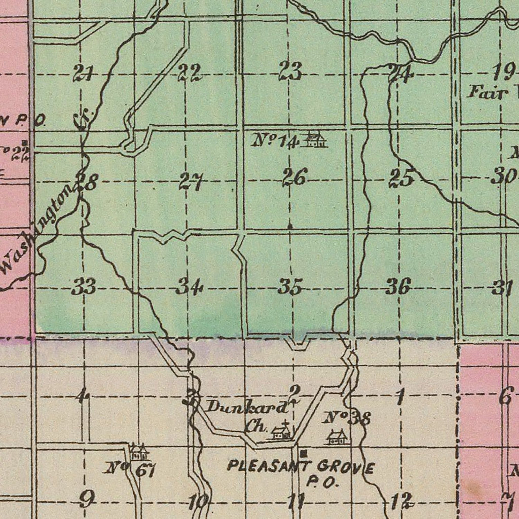 Vintage Map of Douglas County, Kansas 1887